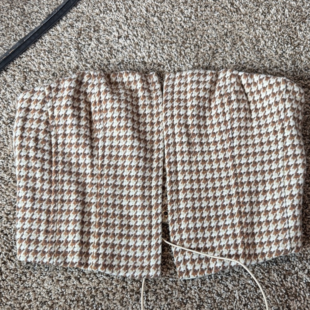 Brown and White Houndstooth Corset Top